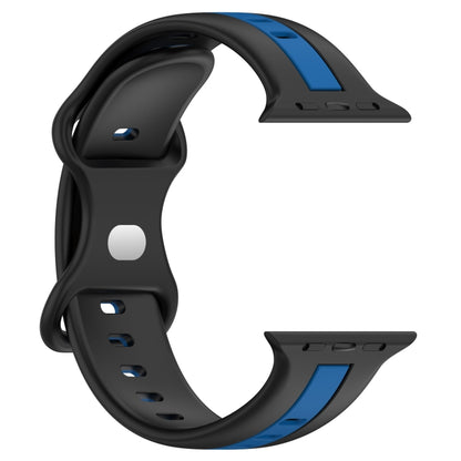 Nail Buckle Two-color Watch Band For Apple Watch Ultra 49mm / Series 8&7 45mm / SE 2&6&SE&5&4 44mm / 3&2&1 42mm(Black Blue) - Smart Wear by PMC Jewellery | Online Shopping South Africa | PMC Jewellery