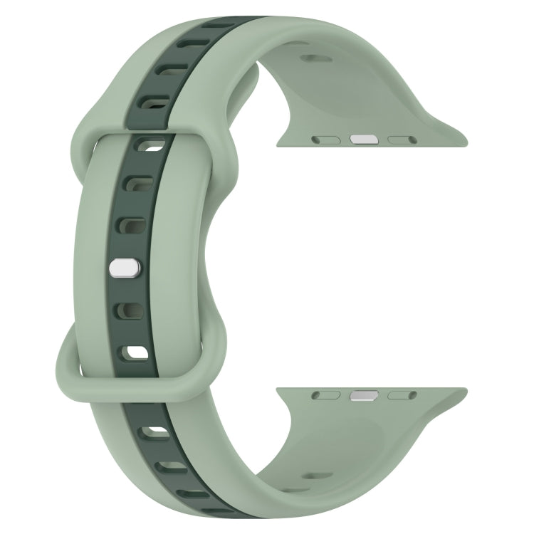 Nail Buckle Two-color Watch Band For Apple Watch Ultra 49mm / Series 8&7 45mm / SE 2&6&SE&5&4 44mm / 3&2&1 42mm(Light Green + Dark Green) -  by PMC Jewellery | Online Shopping South Africa | PMC Jewellery