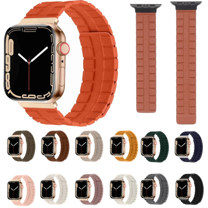 Square Two-section Leather Magnetic Watch Band For Apple Watch Series 8&7 41mm / SE 2&6&SE&5&4 40mm / 3&2&1 38mm(Beige) - Smart Wear by PMC Jewellery | Online Shopping South Africa | PMC Jewellery