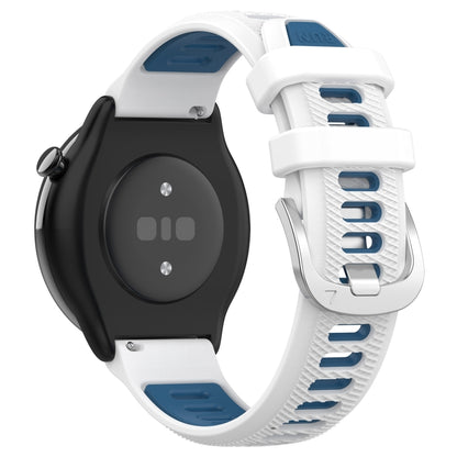 For Amazfit GTR Mini 20mm Cross Texture Two Color Silicone Stainless Steel Buckle Watch Band(White Blue) -  by PMC Jewellery | Online Shopping South Africa | PMC Jewellery