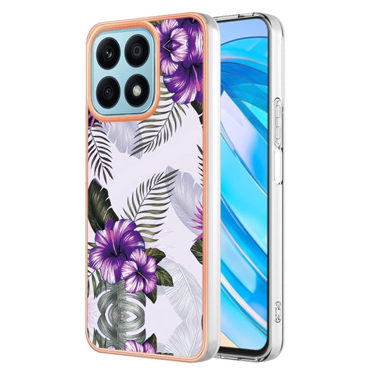 For Honor X8a Electroplating IMD TPU Phone Case(Purple Flower) - Honor Cases by PMC Jewellery | Online Shopping South Africa | PMC Jewellery