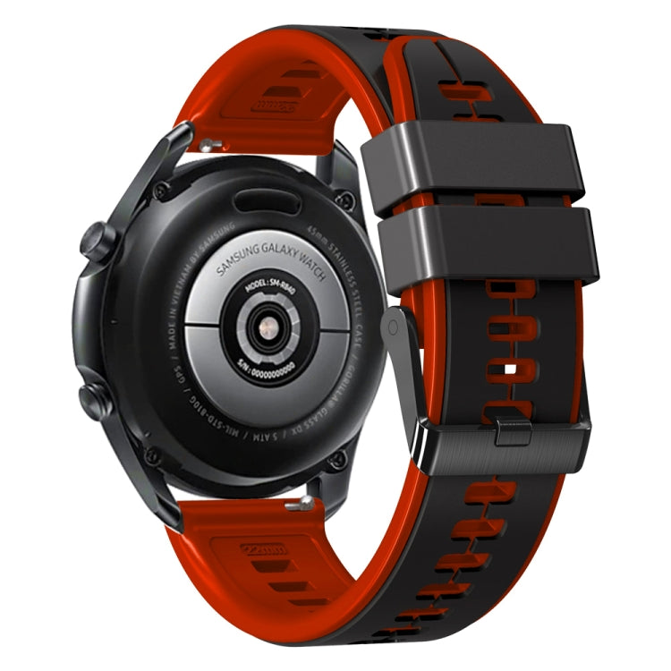 20mm Universal Vertical Line Two-Color Silicone Watch Band(Black+Red) - 20mm Bands by PMC TechLife | Online Shopping South Africa | PMC TechLife | Buy Now Pay Later Mobicred