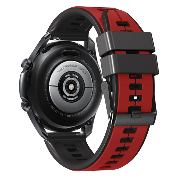 22mm Universal Vertical Line Two-Color Silicone Watch Band(Red+Black) - Smart Wear by PMC TechLife | Online Shopping South Africa | PMC TechLife