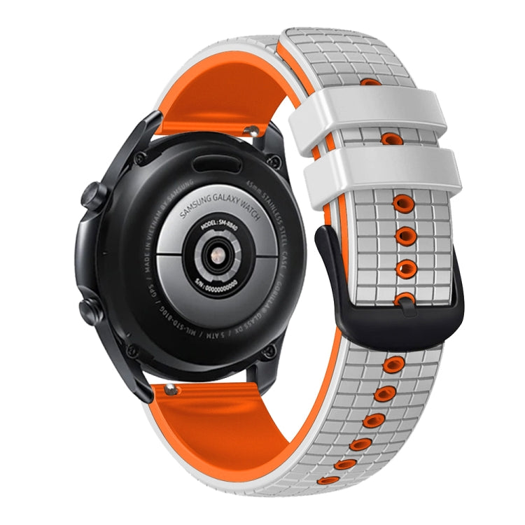 22mm Universal Mesh Two-Tone Silicone Watch Band(White Orange) - Smart Wear by PMC TechLife | Online Shopping South Africa | PMC TechLife