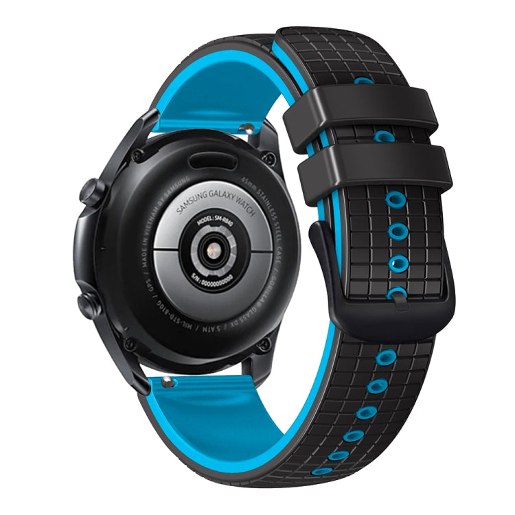 22mm Universal Mesh Two-Tone Silicone Watch Band(Black Sky Blue) - Smart Wear by PMC TechLife | Online Shopping South Africa | PMC TechLife