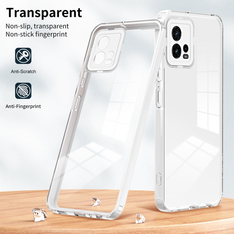 For Motorola Moto G72 5G 3 in 1 Clear TPU Color PC Frame Phone Case(White) - Motorola Cases by PMC Jewellery | Online Shopping South Africa | PMC Jewellery