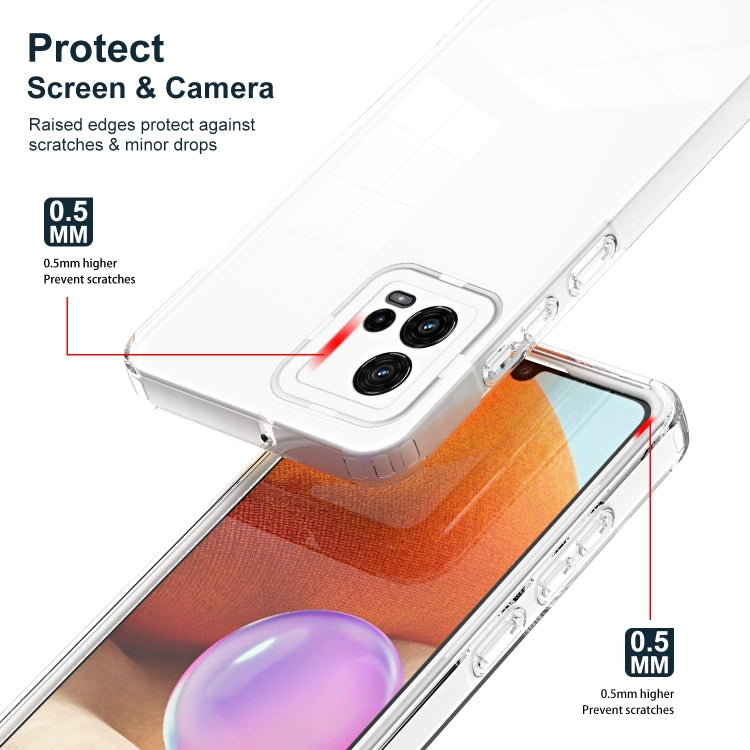 For Motorola Moto G72 5G 3 in 1 Clear TPU Color PC Frame Phone Case(White) - Motorola Cases by PMC Jewellery | Online Shopping South Africa | PMC Jewellery