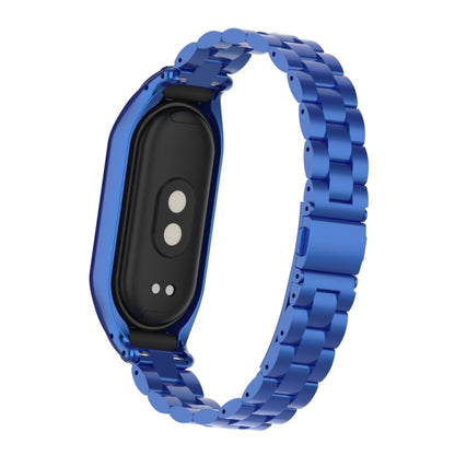 For Xiaomi Mi Band 8 Integrated Metal Case + Three-bead Watch Band(Blue) - Smart Wear by PMC Jewellery | Online Shopping South Africa | PMC Jewellery