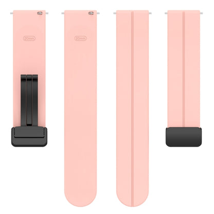 22mm Universal Flat Head Groove Folding Black Buckle Silicone Watch Band(Light Pink) - Smart Wear by PMC Jewellery | Online Shopping South Africa | PMC Jewellery