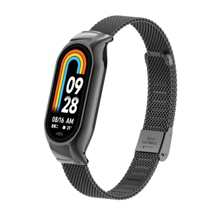 For Xiaomi Mi Band 8 Integrated Metal Case + Steel Mesh Buckle Watch Band(Black) - Smart Wear by PMC Jewellery | Online Shopping South Africa | PMC Jewellery