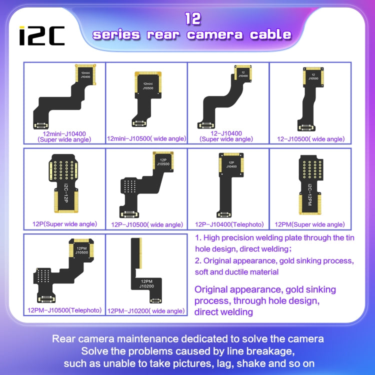 For iPhone 12 J10500 i2C Back Facing Wide Camera Cable - Flex Cable by PMC TechLife | Online Shopping South Africa | PMC TechLife
