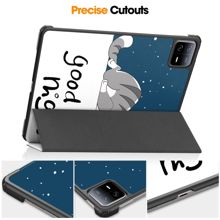 For Xiaomi Pad 6 / 6 Pro Custer Painted 3-Fold Stand Leather Smart Tablet Case(Lazy Cat) -  by PMC Jewellery | Online Shopping South Africa | PMC Jewellery