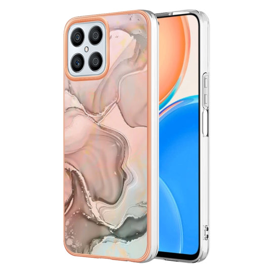 For Honor X8 4G Electroplating Marble Dual-side IMD Phone Case(Rose Gold 015) - Honor Cases by PMC Jewellery | Online Shopping South Africa | PMC Jewellery