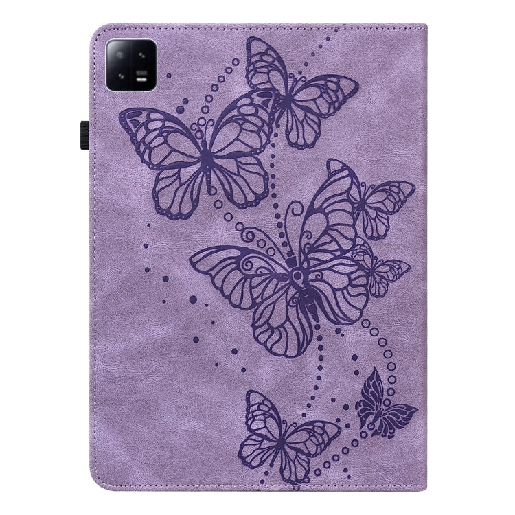 For Xiaomi Pad 6 Embossed Butterfly Pattern Leather Tablet Case(Purple) -  by PMC Jewellery | Online Shopping South Africa | PMC Jewellery