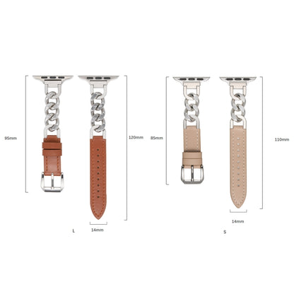 Chain Genuine Leather Watch Band For Apple Watch Series 8&7 41mm / SE 2&6&SE&5&4 40mm / 3&2&1 38mm, Size:S(Beige) - Smart Wear by PMC Jewellery | Online Shopping South Africa | PMC Jewellery