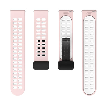 20mm Double-row Hole Folding Black Buckle Two-color Silicone Watch Band(Pink White) - Smart Wear by PMC Jewellery | Online Shopping South Africa | PMC Jewellery