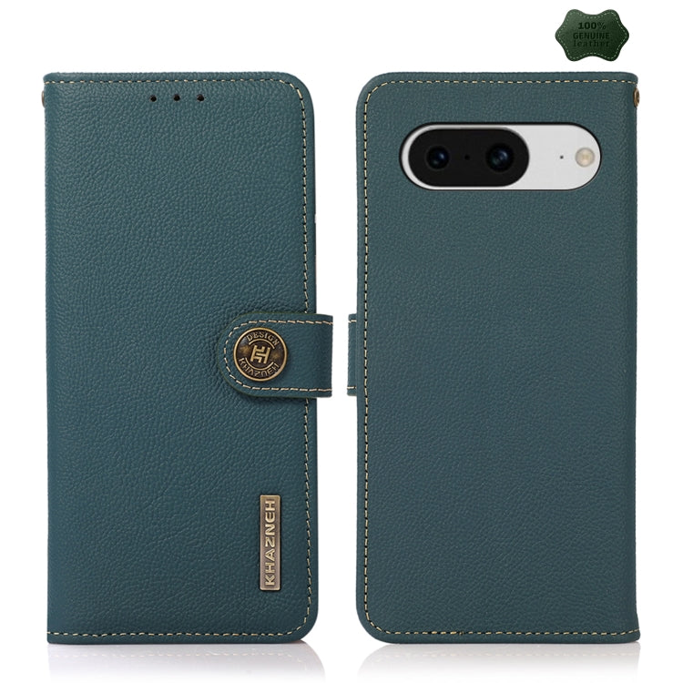 For Google Pixel 8 KHAZNEH Custer Genuine Leather RFID Phone Case(Green) - Google Cases by PMC TechLife | Online Shopping South Africa | PMC TechLife | Buy Now Pay Later Mobicred
