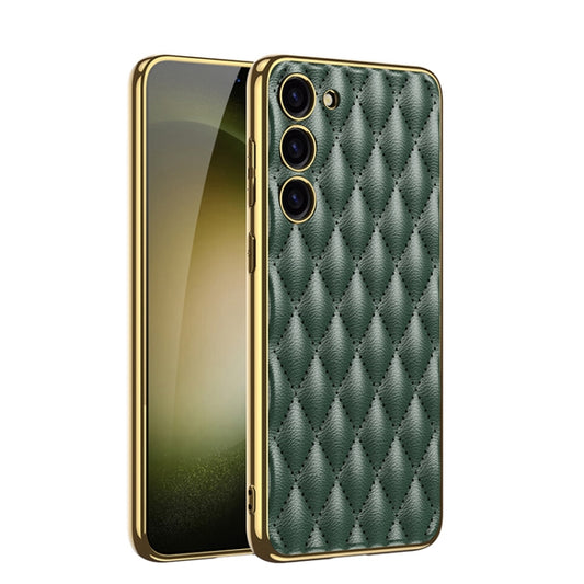 For Samsung Galaxy S23+ 5G GKK Rhombus Pattern Electroplating Plain PU Phone Case(Green) - Galaxy S23+ 5G Cases by GKK | Online Shopping South Africa | PMC Jewellery