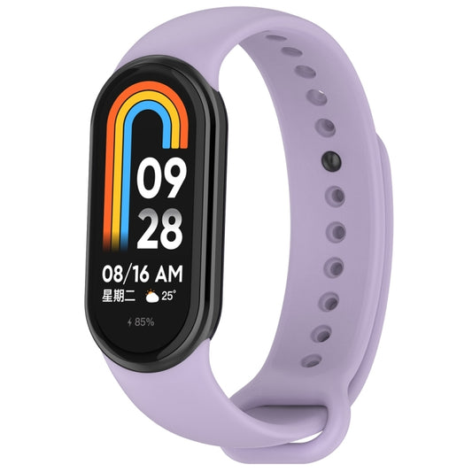 For Xiaomi Mi Band 8 Solid Color Stainless Steel Plug Replacement Watch Band (Purple) - Watch Bands by PMC Jewellery | Online Shopping South Africa | PMC Jewellery