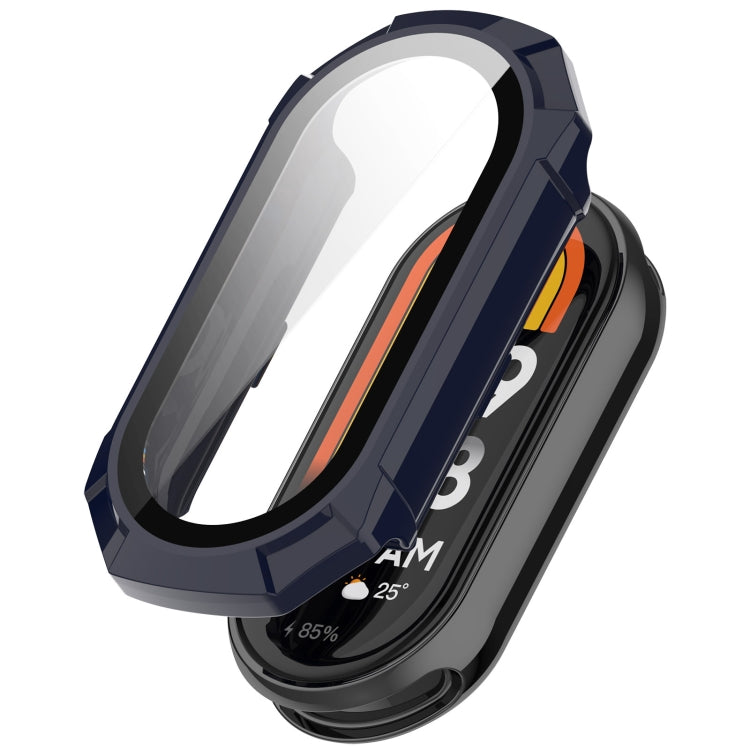 For Xiaomi Mi Band 8 PC + Tempered Glass Integrated Protective Watch Case(Ink Blue) - Smart Wear by PMC TechLife | Online Shopping South Africa | PMC TechLife