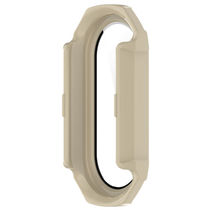 For Xiaomi Mi Band 8 PC + Tempered Glass Integrated Protective Watch Case(Ivory White) - Smart Wear by PMC Jewellery | Online Shopping South Africa | PMC Jewellery