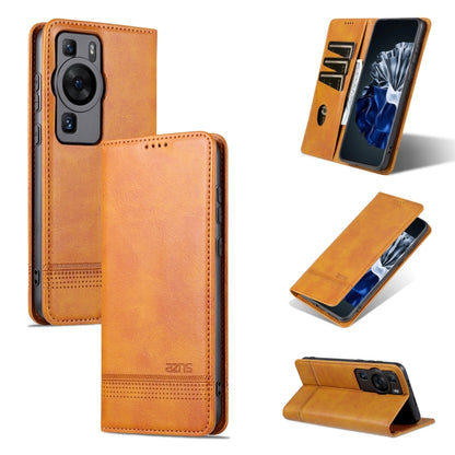 For Huawei P60 / P60 Pro AZNS Magnetic Calf Texture Flip Leather Phone Case(Light Brown) - Huawei Cases by AZNS | Online Shopping South Africa | PMC Jewellery