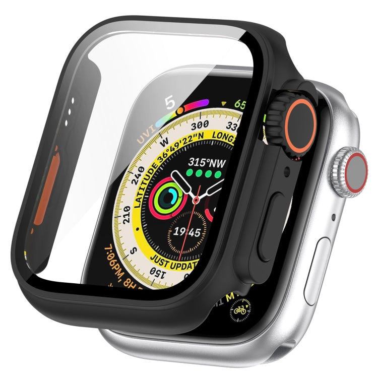 For Apple Watch Series 8 & 7 41mm Tempered Film + PC Integrated Watch Protective Case(Black) - Watch Cases by PMC Jewellery | Online Shopping South Africa | PMC Jewellery