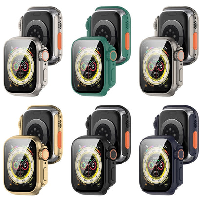 For Apple Watch Series 8 & 7 41mm Tempered Film + PC Integrated Watch Protective Case(Black) - Watch Cases by PMC Jewellery | Online Shopping South Africa | PMC Jewellery