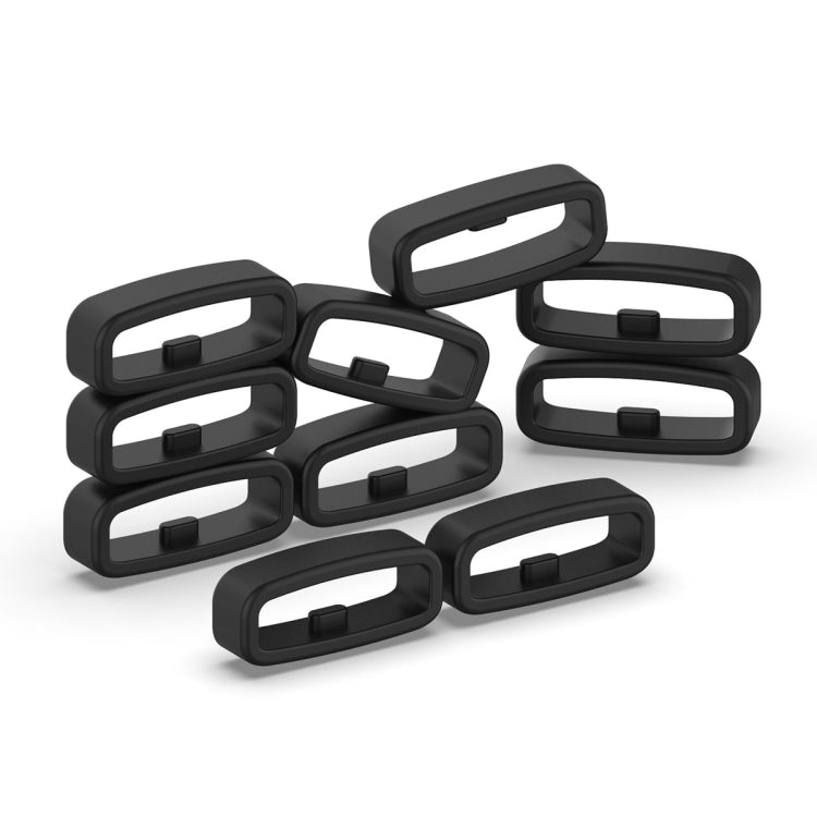 22mm 10pcs Universal Watch Band Fixed Silicone Ring Safety Buckle(Black) -  by PMC TechLife | Online Shopping South Africa | PMC TechLife