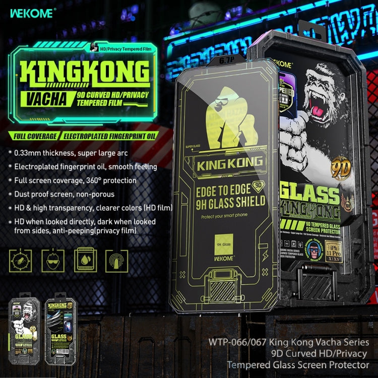 For iPhone 14 Plus WK WTP-066 King Kong Vacha 9D Curved HD Tempered Glass Film(Black) - iPhone 14 Plus Tempered Glass by WK | Online Shopping South Africa | PMC Jewellery