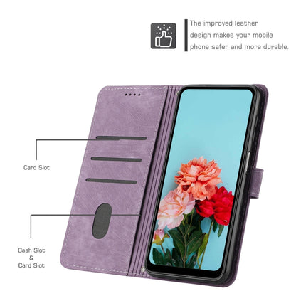 For OnePlus Nord CE 3/Nord CE 3 Lite/Nord N30 Skin Feel Stripe Pattern Leather Phone Case with Lanyard(Purple) - OnePlus Cases by PMC Jewellery | Online Shopping South Africa | PMC Jewellery