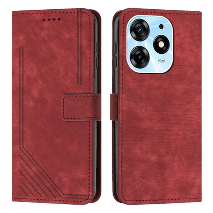 For Tecno Spark 10 Pro Skin Feel Stripe Pattern Leather Phone Case with Lanyard(Red) - Tecno Cases by PMC Jewellery | Online Shopping South Africa | PMC Jewellery