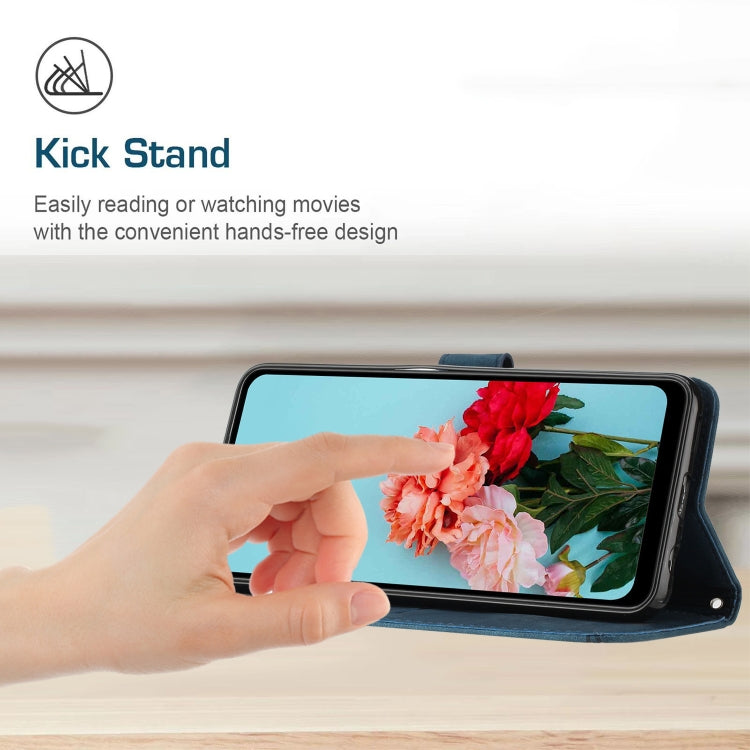 For Tecno Spark 10 Pro Skin Feel Stripe Pattern Leather Phone Case with Lanyard(Blue) - free shipping - PMC TechLife - Order now!