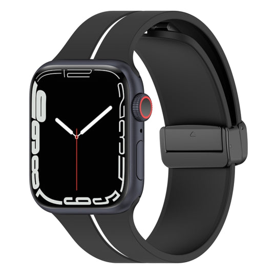 Two Color Folding Buckle Silicone Watch Band For Apple Watch Ultra 49mm(Black+White) - Watch Bands by PMC Jewellery | Online Shopping South Africa | PMC Jewellery