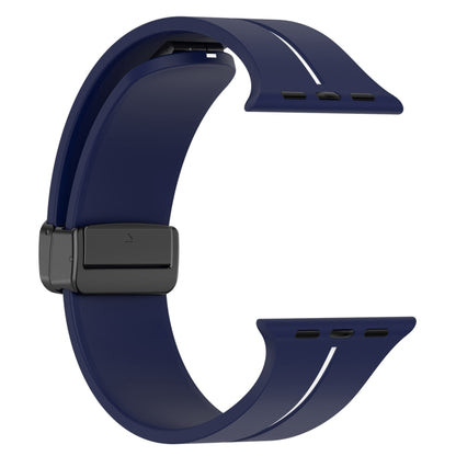 Two Color Folding Buckle Silicone Watch Band For Apple Watch Ultra 49mm(Midnight Blue+White) - Watch Bands by PMC Jewellery | Online Shopping South Africa | PMC Jewellery