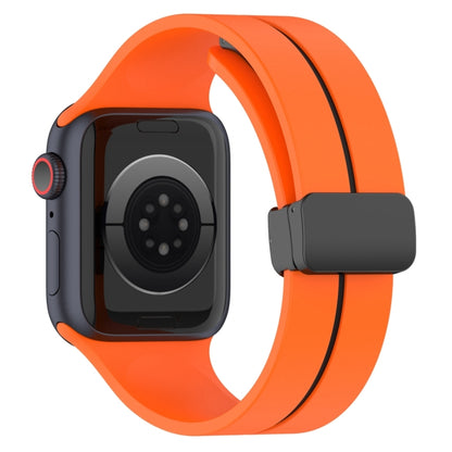 Two Color Folding Buckle Silicone Watch Band For Apple Watch 7 41mm(Orange+Black) - Watch Bands by PMC Jewellery | Online Shopping South Africa | PMC Jewellery