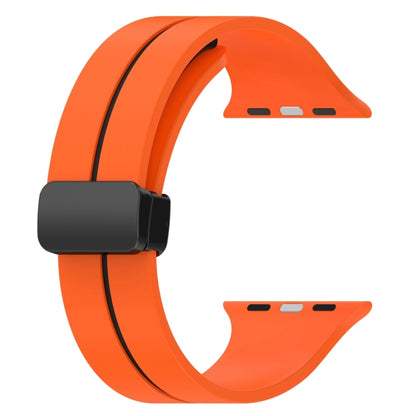 Two Color Folding Buckle Silicone Watch Band For Apple Watch 7 45mm(Orange+Black) -  by PMC Jewellery | Online Shopping South Africa | PMC Jewellery