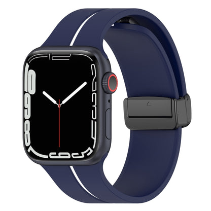 Two Color Folding Buckle Silicone Watch Band For Apple Watch SE 40mm(Midnight Blue+White) -  by PMC Jewellery | Online Shopping South Africa | PMC Jewellery