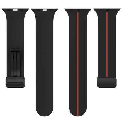 Two Color Folding Buckle Silicone Watch Band For Apple Watch SE 44mm(Black+Red) -  by PMC Jewellery | Online Shopping South Africa | PMC Jewellery