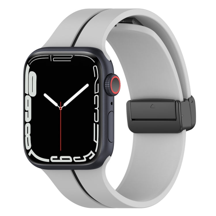 Two Color Folding Buckle Silicone Watch Band For Apple Watch 6 40mm(Light Grey+Black) -  by PMC Jewellery | Online Shopping South Africa | PMC Jewellery