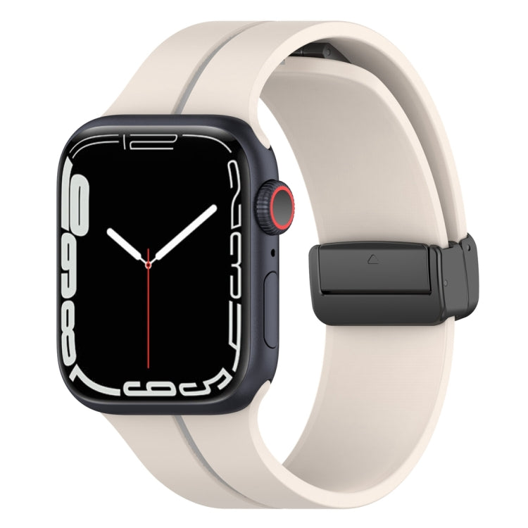 Two Color Folding Buckle Silicone Watch Band For Apple Watch 6 40mm(Starlight+Grey) -  by PMC TechLife | Online Shopping South Africa | PMC TechLife