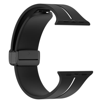 Two Color Folding Buckle Silicone Watch Band For Apple Watch 6 44mm(Black+White) -  by PMC Jewellery | Online Shopping South Africa | PMC Jewellery