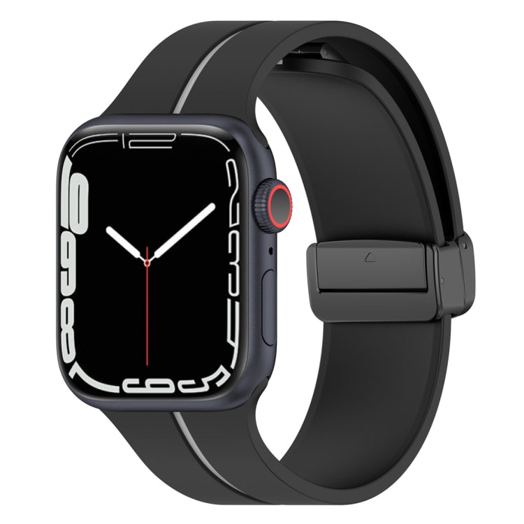 Two Color Folding Buckle Silicone Watch Band For Apple Watch 5 40mm(Black+Grey) -  by PMC TechLife | Online Shopping South Africa | PMC TechLife