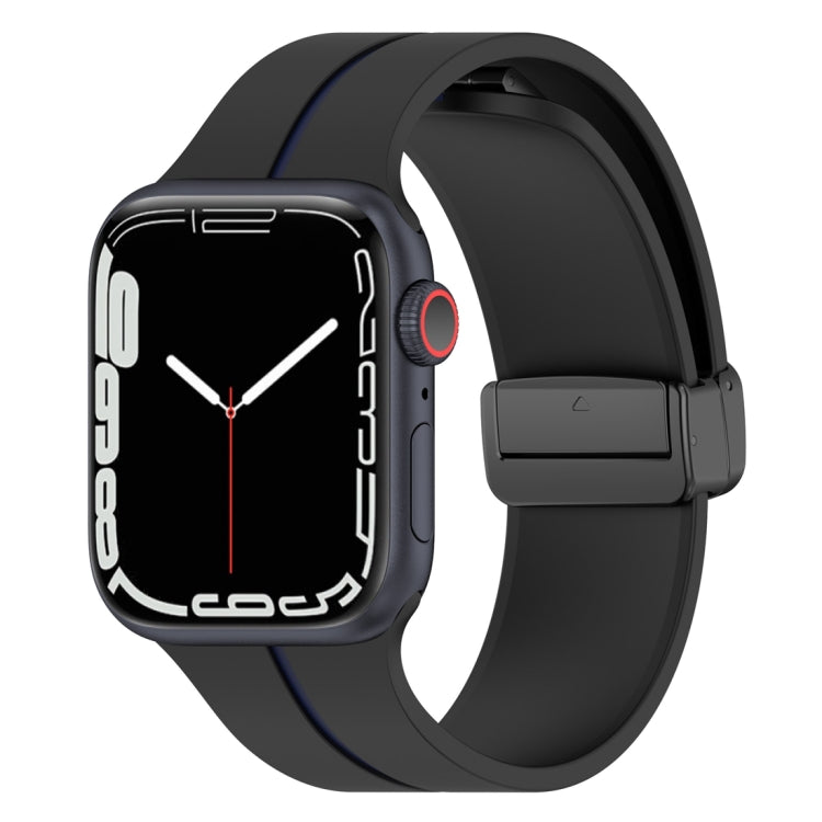 Two Color Folding Buckle Silicone Watch Band For Apple Watch 5 40mm(Black+Blue) -  by PMC Jewellery | Online Shopping South Africa | PMC Jewellery