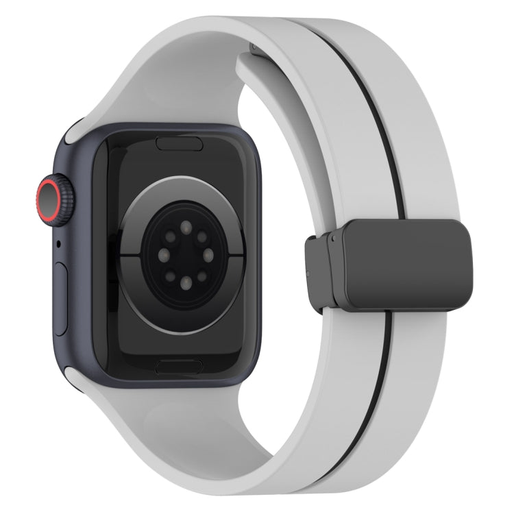 Two Color Folding Buckle Silicone Watch Band For Apple Watch 4 40mm(Light Grey+Black) -  by PMC TechLife | Online Shopping South Africa | PMC TechLife