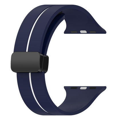 Two Color Folding Buckle Silicone Watch Band For Apple Watch 4 40mm(Midnight Blue+White) -  by PMC Jewellery | Online Shopping South Africa | PMC Jewellery