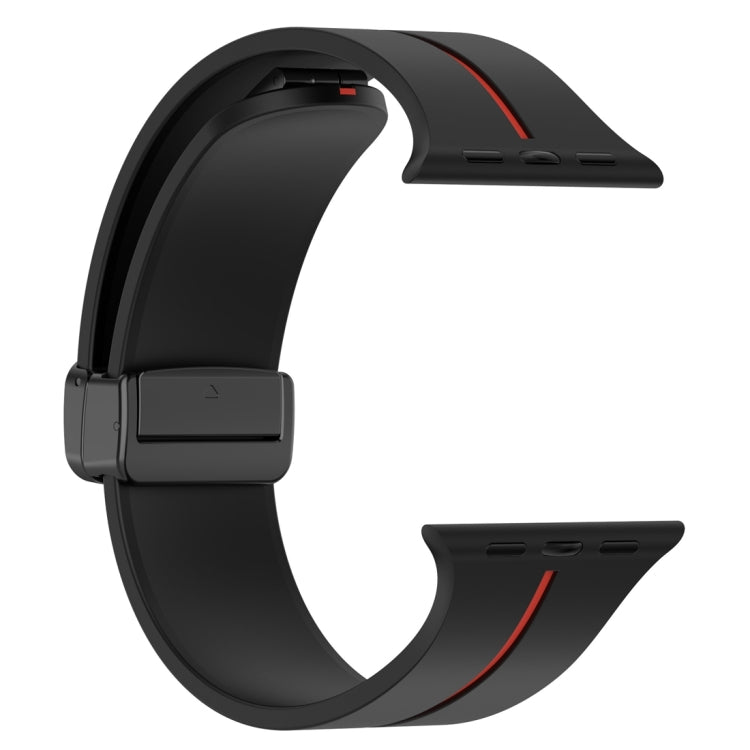 Two Color Folding Buckle Silicone Watch Band For Apple Watch 3 38mm(Black+Red) -  by PMC Jewellery | Online Shopping South Africa | PMC Jewellery