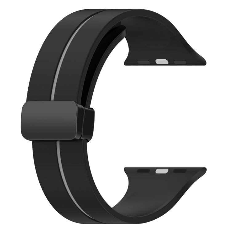 Two Color Folding Buckle Silicone Watch Band For Apple Watch 2 42 mm(Black+Grey) -  by PMC TechLife | Online Shopping South Africa | PMC TechLife