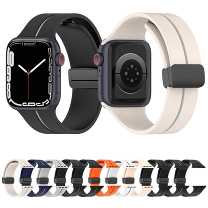 Two Color Folding Buckle Silicone Watch Band For Apple Watch 6 44mm(Black+White) -  by PMC Jewellery | Online Shopping South Africa | PMC Jewellery