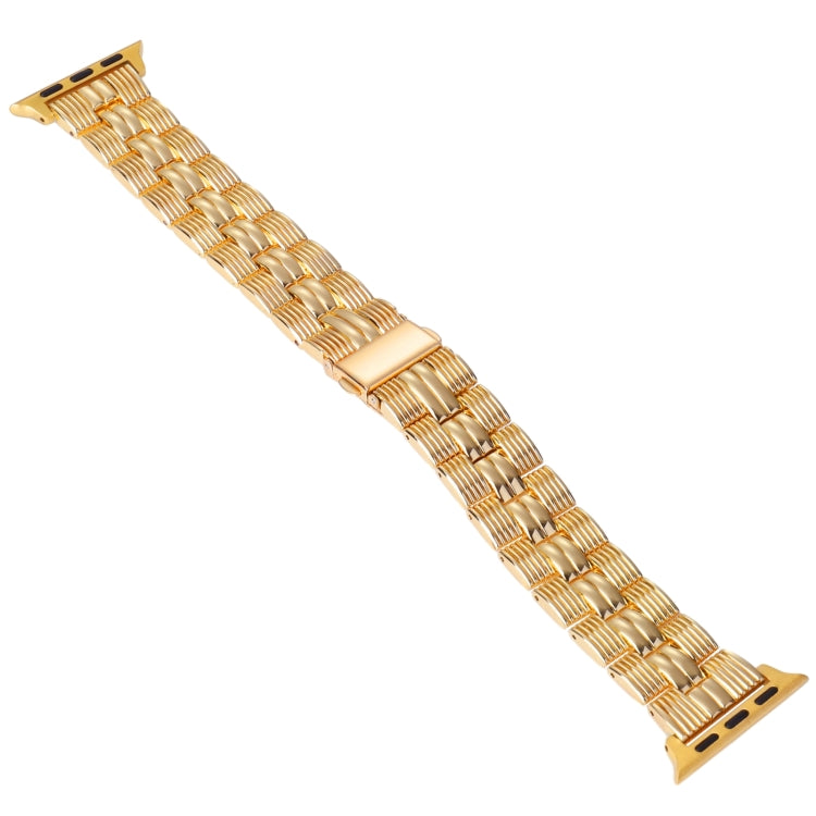 3-Beads Stripe Metal Watch Band For Apple Watch 6 44mm(Gold) -  by PMC Jewellery | Online Shopping South Africa | PMC Jewellery